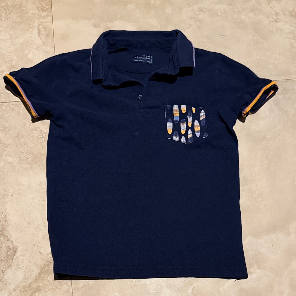 3 for $5 Navy Polo Shirt with Patterned Pocket